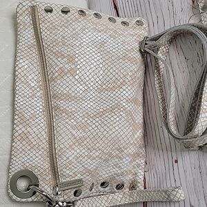 HAMMITT Elegant Cream And Snake Print Clutch